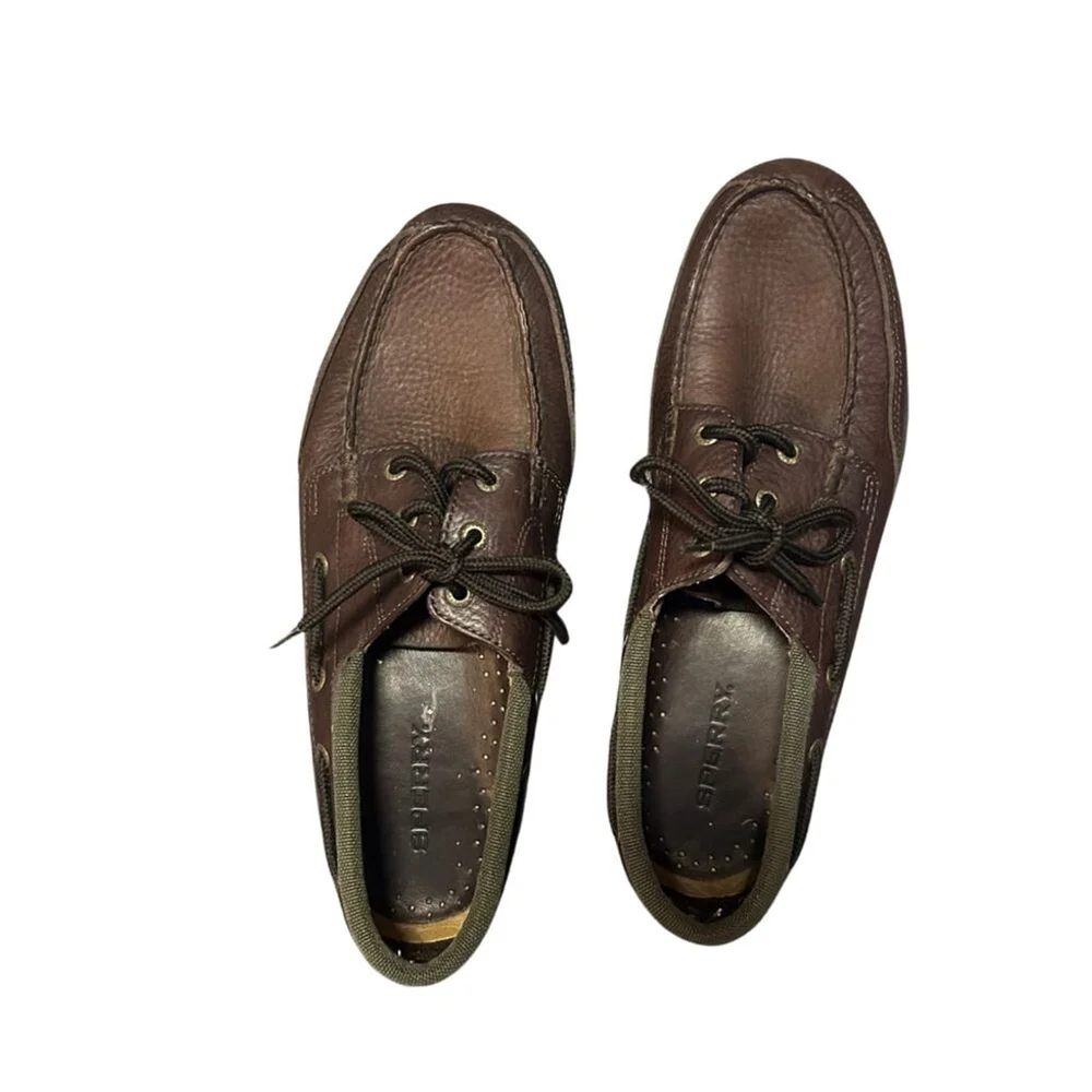 Sperry Mens 11.5M Brown Leather Boat Shoes
